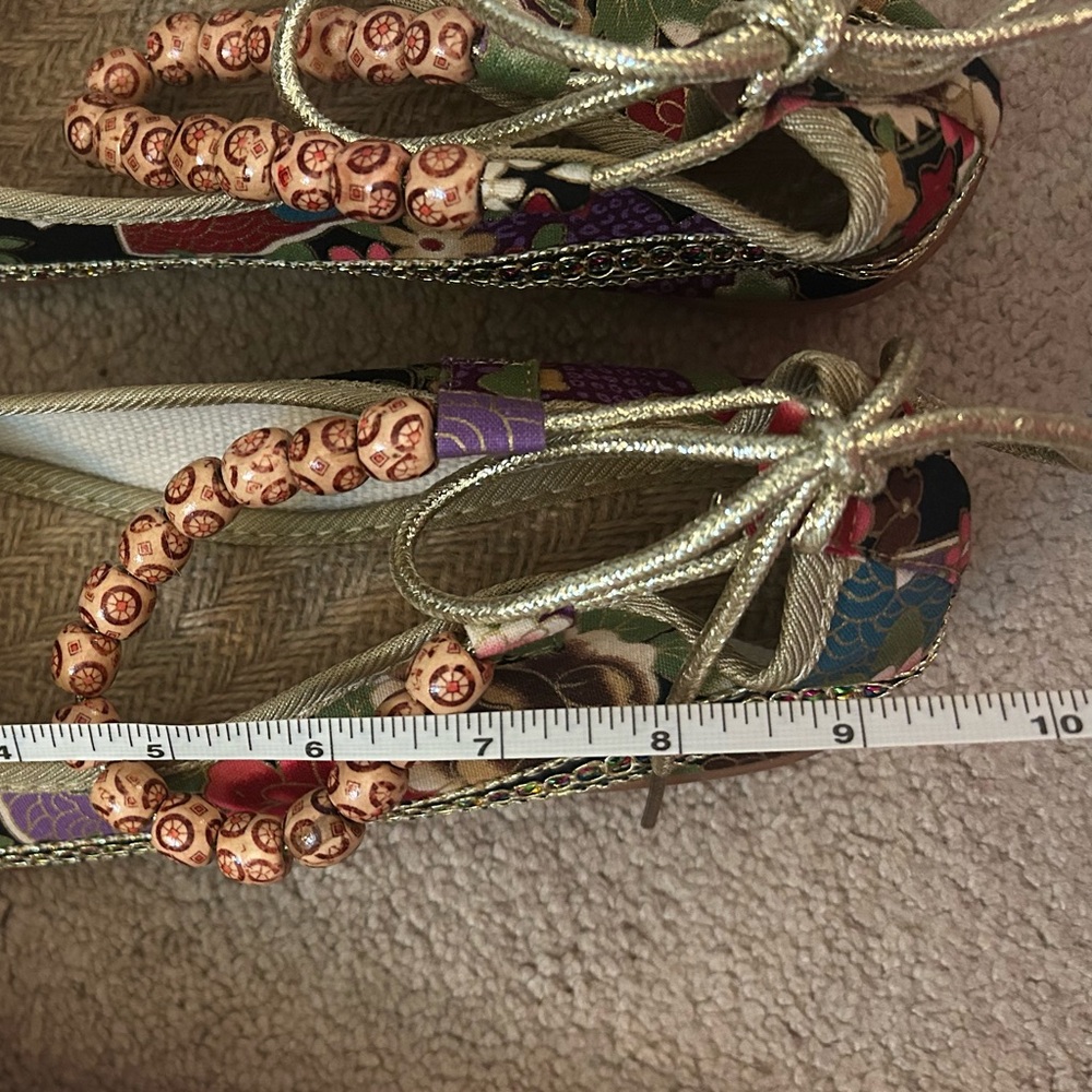 Colorful Bohemian Round Toed Shoe with Beaded Strap - Picture 4 of 6
